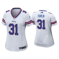 Women Buffalo Bills #31 Damar Hamlin White Game Jersey