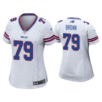 Women Buffalo Bills #79 Spencer Brown White Game Jersey