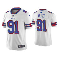 Buffalo Bills #91 Ed Oliver 100th Season White Vapor Limited Jersey