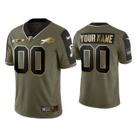 Buffalo Bills #0 Custom Olive Gold 2021 Salute To Service Limited Jersey