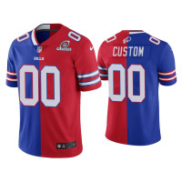 Buffalo Bills #00 Custom Royal Red 2020 NFL Playoffs Split Jersey