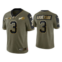 Buffalo Bills #3 Derek Anderson Olive Gold 2021 Salute To Service Limited Jersey