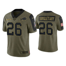 Buffalo Bills #26 Devin Singletary Olive 2021 Salute To Service Limited Jersey