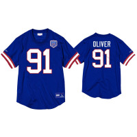 Buffalo Bills #91 Ed Oliver Royal Superbowl XXV Anniversary Mesh Crewneck Jersey