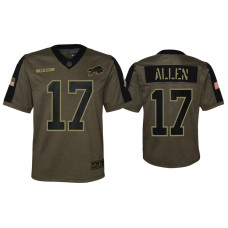 Buffalo Bills #17 Youth Josh Allen Olive 2021 Salute To Service Game Jersey