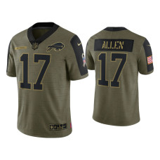 Buffalo Bills #17 Josh Allen Olive 2021 Salute To Service Limited Jersey