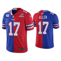 Buffalo Bills #17 Josh Allen Royal Red 2020 NFL Playoffs Split Jersey