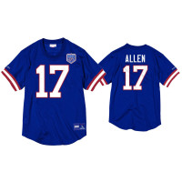 Buffalo Bills #17 Josh Allen Royal Superbowl XXV Anniversary Mesh Crewneck Jersey