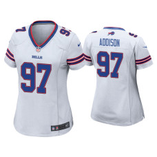 Women Buffalo Bills #97 Mario Addison White Game Jersey