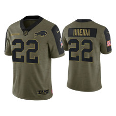 Buffalo Bills #22 Matt Breida Olive 2021 Salute To Service Limited Jersey