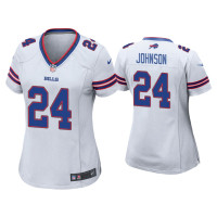 Women Buffalo Bills #24 Taron Johnson White Game Jersey