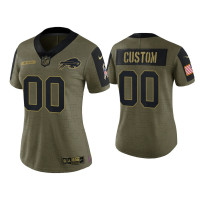 Women Buffalo Bills #00 Custom Olive 2021 Salute To Service Limited Jersey