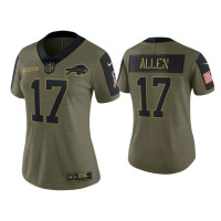 Women Buffalo Bills #17 Josh Allen Olive 2021 Salute To Service Limited Jersey