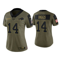 Women Buffalo Bills #14 Stefon Diggs Olive 2021 Salute To Service Limited Jersey