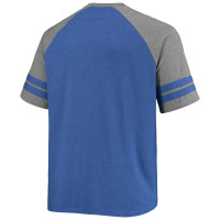 Buffalo Bills Fanatics Branded Big & Tall Throwback 2-Stripe Raglan T-Shirt - Royal/Heathered Gray