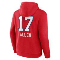 Josh Allen Buffalo Bills Fanatics Branded Team Wordmark Player Name & Number Pullover Hoodie - Red