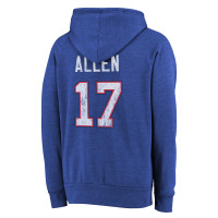 Josh Allen Buffalo Bills Majestic Threads Name & Number Tri-Blend Pullover Hoodie - Royal